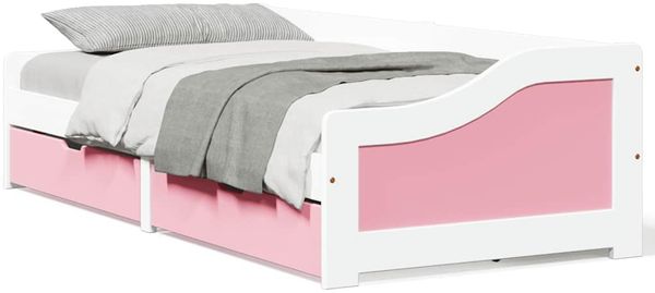 vidaXL Tagesbett mit 2 Schubladen ohne Matratze Weiß Rosa 90x200cm 3314681