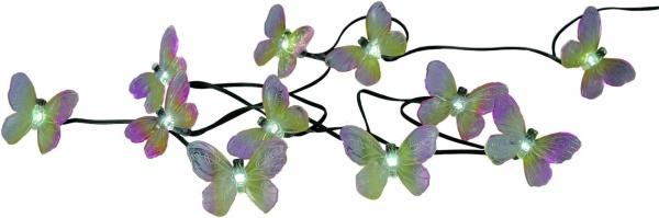 LED Solarlichterkette Schmetterling, 20 d/l LED, 5.7m, für Außen