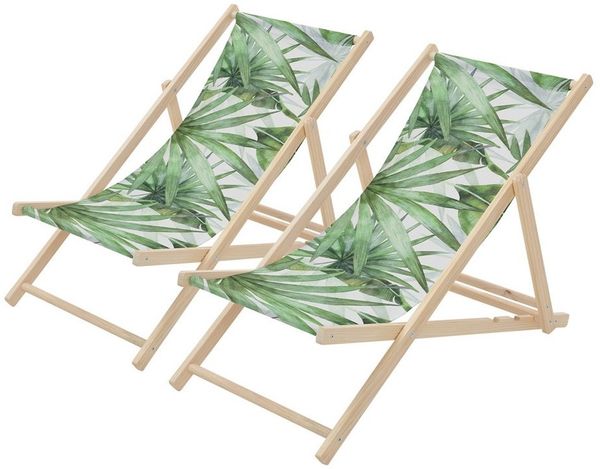 ECD Germany Gartenliege Holz Liegestuhl Beachstuhl klappbarer Strandstuhl Strandliege Liege, 2 St, 2er Set Sonnenliege mit 3-Fach verstellbarer Rückenlehne Relaxliege