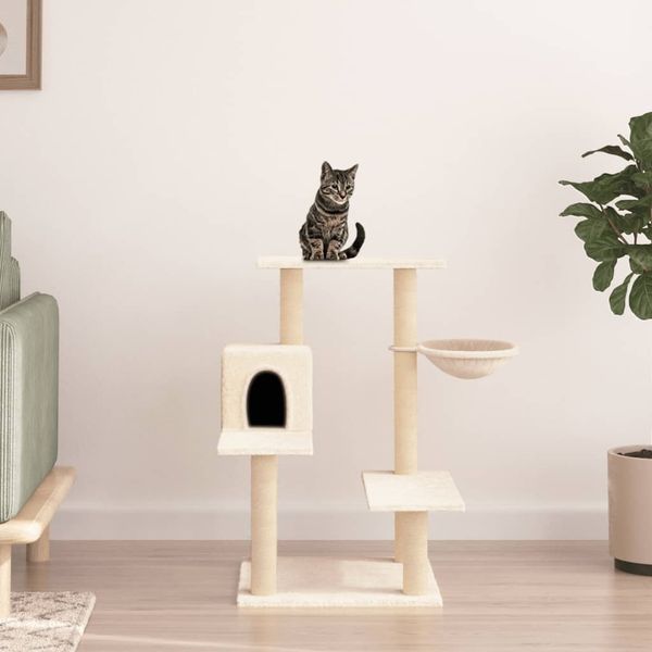 vidaXL Kratzbaum mit Sisal-Kratzsäulen Creme 82,5 cm 172385