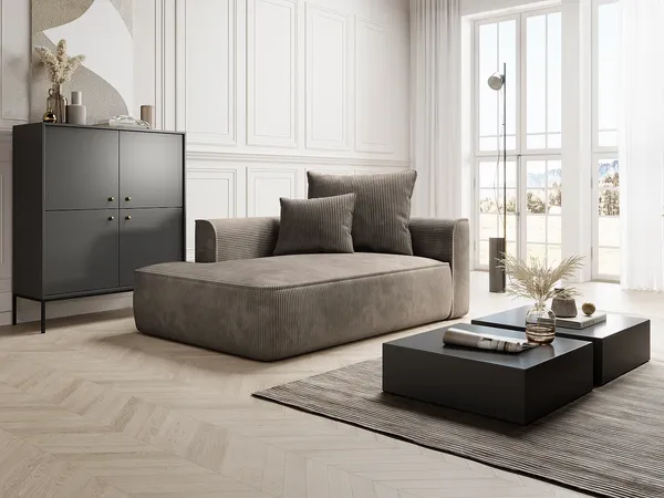 Vente-unique - PINETA Chaise longue SamtStoff Schokoladenbraun - B 115 cm x H 67 cm x L 180 cm