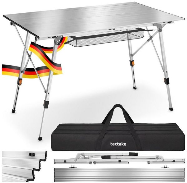 tectake Campingtisch Aluminium Klapptisch - faltbar, wetterfest, 90 x 52 x 47 - 70 cm (Outdoor Beistelltisch Tina, 1-St, 1 tlg), Stabiler Campingtisch mit praktischer Faltfunktion