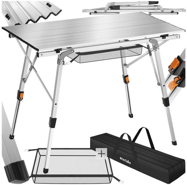tectake Campingtisch Aluminium Campingtisch (1-St, 1 tlg), Stabiler Campingtisch mit praktischer Faltfunktion