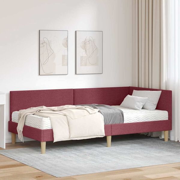 vidaXL Eckbettgestell mit Matratze Sonstiges 2 pcs Grau Stoff 3393744