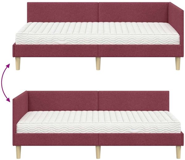 vidaXL Eckbettgestell mit Matratze Sonstiges 2 pcs Grau Stoff 3393744 Bild 12