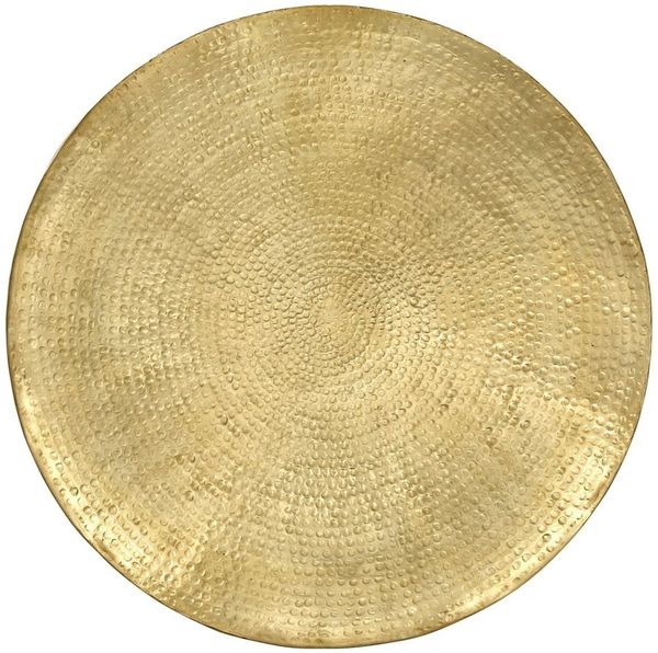 WOMO-DESIGN Couchtisch Wohnzimmertisch Ø90x45 cm in Hammerschlag Optik Sofatisch Metall Tisch, Gold Beistelltisch aus Aluminium Unikat Handarbeit Orientalisch Rund