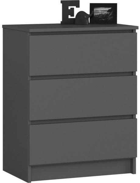 Home Collective Kommode 60 cm breit Holz Highboard Sideboard für Flur Schlafzimmer Wohnzimmer (Kommode Schlafzimmer Kommode mit Schubladen Holz Schrank), Kinderzimmer Organizer, 77 cm hoch mit 3 Schubladen graphit