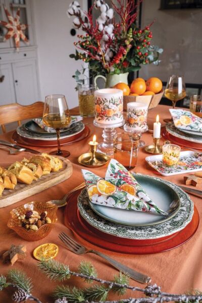 Ambiente® Tischläufer Winter oranges (1-tlg, 1-teilig), Tischläufer Tischdecke ca. 40x150cm Baumwolle