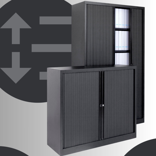 BISLEY Rollladenschrank abschließbar in silber Schrank aus Metall Rolladen aus Kunststoff inkl. 4 Einlegeböden, ET412194S-SL355 Bild 7