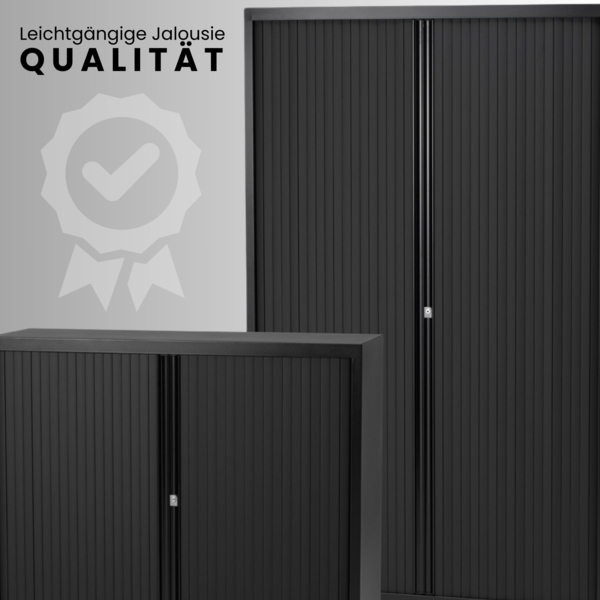 BISLEY Rollladenschrank abschließbar in silber Schrank aus Metall Rolladen aus Kunststoff inkl. 4 Einlegeböden, ET412194S-SL355 Bild 6