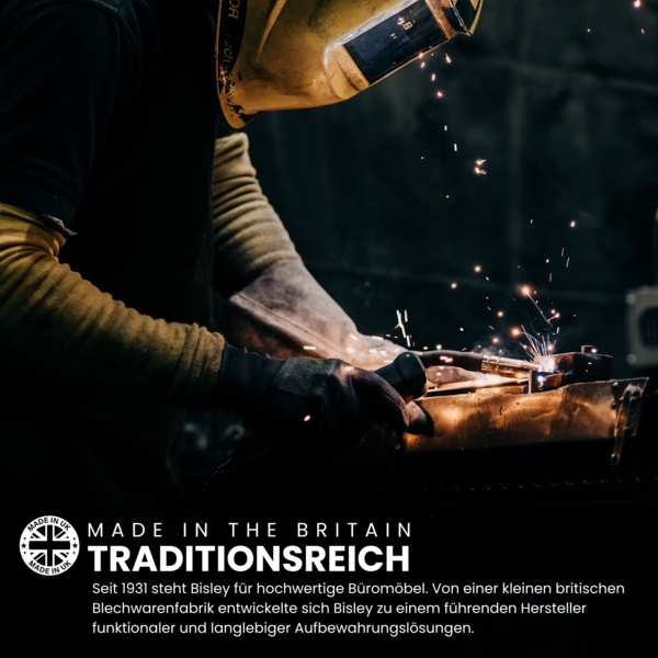 BISLEY Rollladenschrank abschließbar in silber Schrank aus Metall Rolladen aus Kunststoff inkl. 4 Einlegeböden, ET412194S-SL355 Bild 8