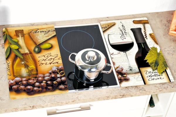 KESPER 3653713 Multi-Glasschneideplatte 2er Pack Motiv ITALIEN / Herdabdeckplatte / Glasschneidbrett / Glasplatte / Spritzschutz