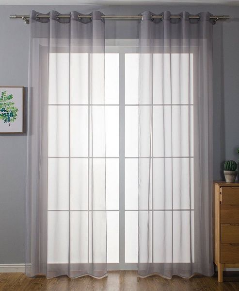 Gardinenbox Gardine (2 St), Ösen, transparent, Voile