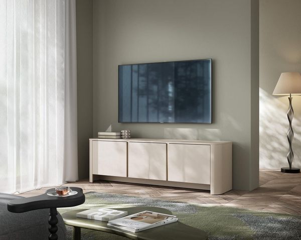 Compleo TV-Schrank im Japandi Stil, TV Lowboard mit 3 Türen, Kaschmir oder Eiche BORS