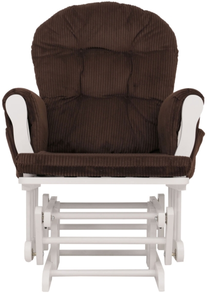 Relaxsessel HWC-C76, Schaukelstuhl Sessel Schwingstuhl mit Hocker Stoff Cord 320g/m² Öko-Tex ~ braun Gestell weiß Bild 6