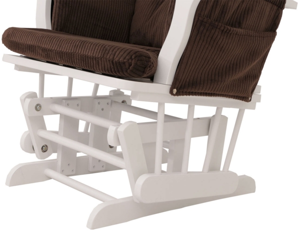 Relaxsessel HWC-C76, Schaukelstuhl Sessel Schwingstuhl mit Hocker Stoff Cord 320g/m² Öko-Tex ~ braun Gestell weiß Bild 5