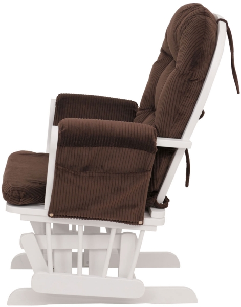 Relaxsessel HWC-C76, Schaukelstuhl Sessel Schwingstuhl mit Hocker Stoff Cord 320g/m² Öko-Tex ~ braun Gestell weiß Bild 7