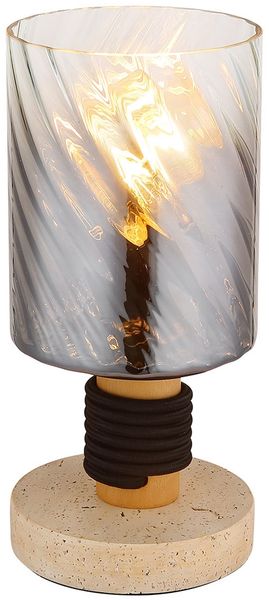 LED Tischleuchte, Beton, rauchfarben, Wippschalter, H 25,4cm