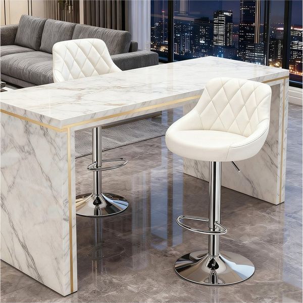 PFCTART Barhocker Barhocker mit Rückenlehne & Fußstütze, höhenverstellbar & drehbar (Set, 2 St, Moderner Küchen- & Barstuhl für Küche, Theke, Bistro & Home Office), Tresenhocker aus Kunstleder: stabil, ergonomisch, hält bis 150 kg