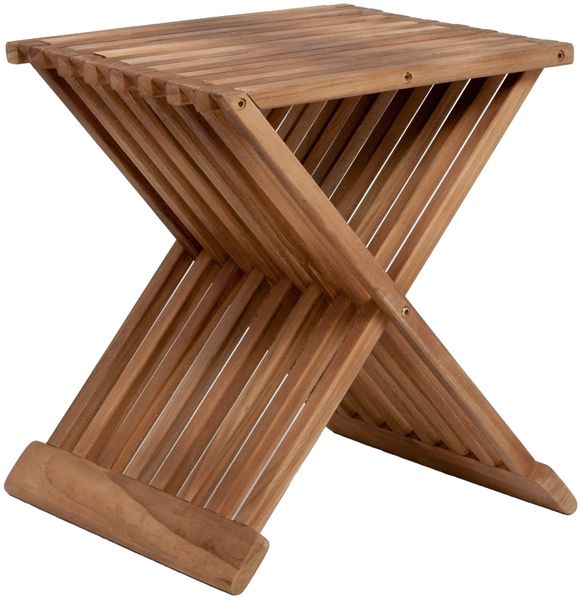 Teak Beistelltisch STEP Natural Hocker Massivholz klappbar