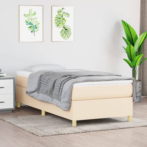 vidaXL Polsterbett, Stoff, Creme, 90x200 cm, Natur