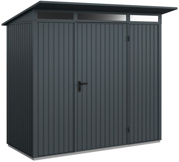 Hörmann Ecostar Metall-Gerätehaus Trend mit Pultdach Typ 1, 108x238 cm , anthrazitgrau, 2,6 m²,1-flüglige Tür
