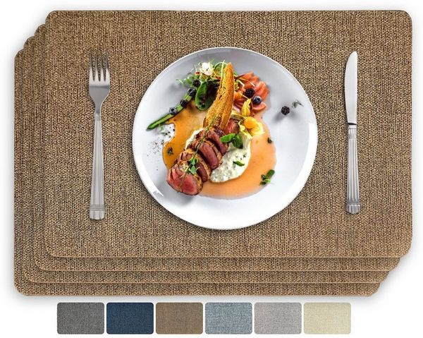 Vivi Idee Platzset Tischset Tischmatte Kunstleder, abwischbar wasserdicht Anti-Rutsch, Hitzebeständig beidseitig, 45 x 30 cm, 4er Set