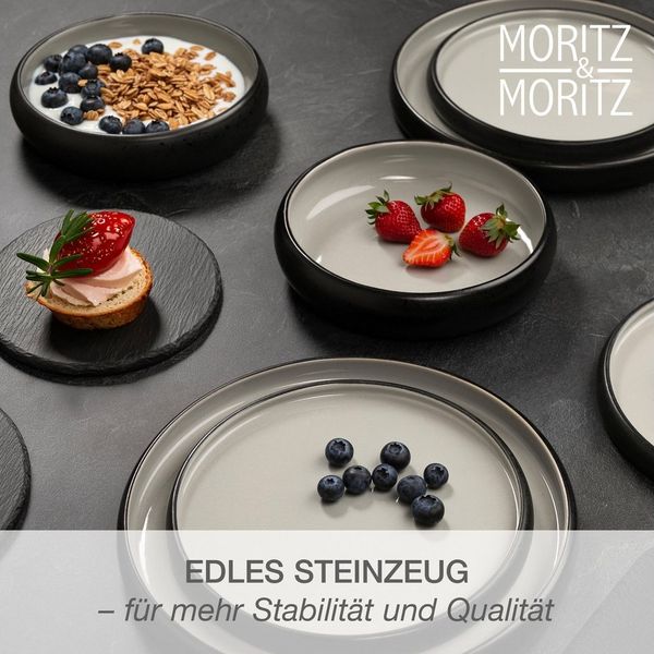 Moritz & Moritz Tafelservice SOLID UNI Geschirrset Grau mit Tassen (24-tlg), 6 Personen, Steinzeug, Kombigeschirr für 6 Personen Bild 2