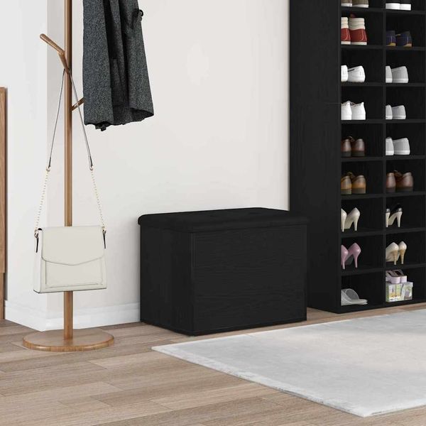 vidaXL Sitzbank mit Stauraum Schwarz Eichen-Optik 62 x 42 x 45 cm 862983