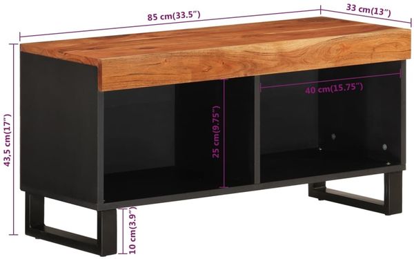 vidaXL TV-Schrank 85x33x43,5 cm Massivholz Akazie 352894 Bild 8