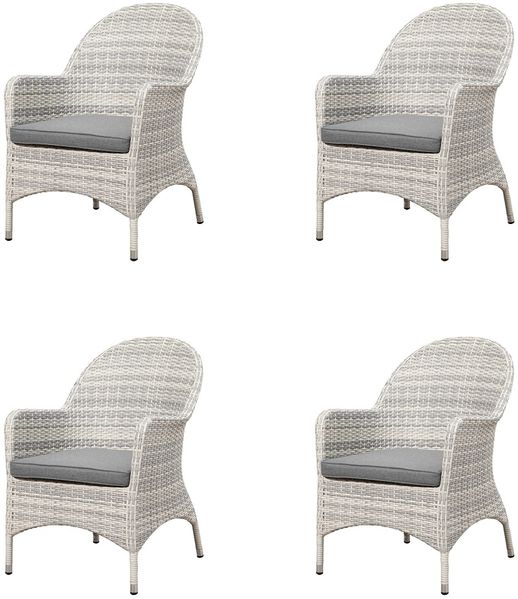 Mandalika Garden LILLE Polyrattan Diningsessel mit Alu-Gestell - icewhite