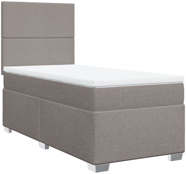 vidaXL Boxspringbett mit Matratze Taupe 90x200 cm Stoff 3292668 Bild 3