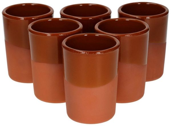MamboCat Becher 6er Set Tonbecher teilglasiert 180ml - 12969