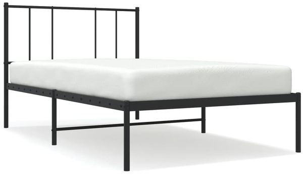 Einzelbettgestell Design für Erwachsene mit Kopfteil Metall Schwarz 90x200 cm d2810e