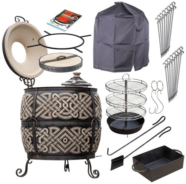 LYR24 Tandoor mit Zubehör 11-teilig, Schamottton, Ø 110x86 cm