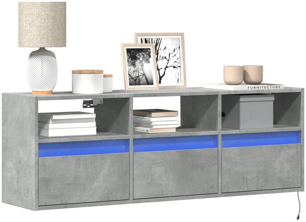 vidaXL TV-Wandschrank mit LED-Beleuchtung Betongrau 130x31x45 cm 852344
