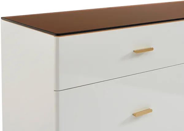 Vente-unique - MATIRINA Kommode Holz, Platte BraunWeiß - B 40 cm x H 80,5 cm x L 140 cm Bild 7
