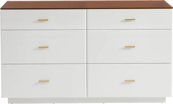 Vente-unique - MATIRINA Kommode Holz, Platte BraunWeiß - B 40 cm x H 80,5 cm x L 140 cm Bild 4