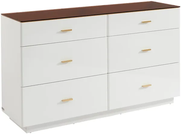 Vente-unique - MATIRINA Kommode Holz, Platte BraunWeiß - B 40 cm x H 80,5 cm x L 140 cm Bild 3