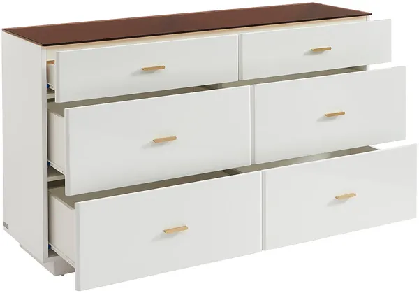 Vente-unique - MATIRINA Kommode Holz, Platte BraunWeiß - B 40 cm x H 80,5 cm x L 140 cm Bild 5