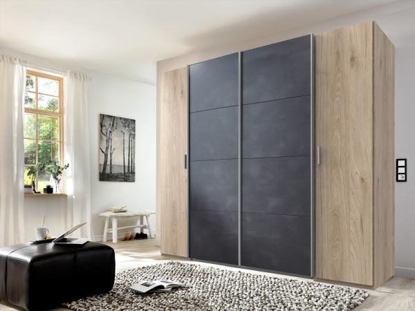 Dreh-/Schwebetürenschrank >LOTTO< (BxH: 227x210 cm) HICKORY OAK RAW STEEL