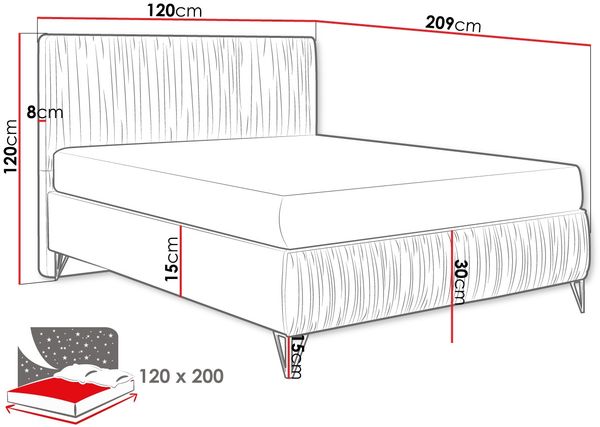 mirjan24 Boxspringbett Lux II , grau, 120x200 cm Bild 4