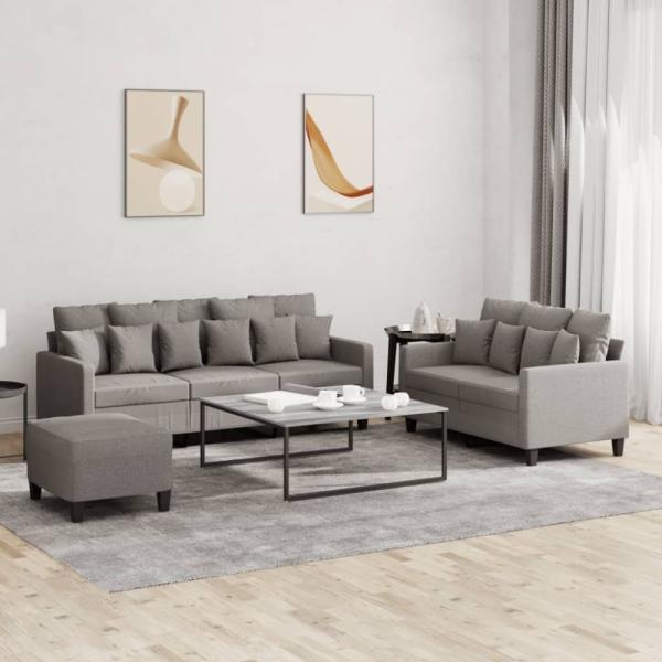 vidaXL 3-tlg. Sofagarnitur mit Kissen Taupe Stoff 3201679