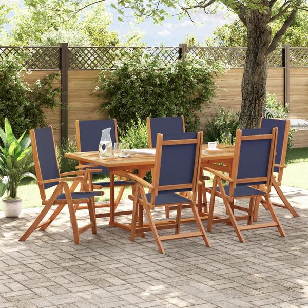 vidaXL 7-tlg. Garten-Essgruppe Massivholz Akazie und Textilene 3279303