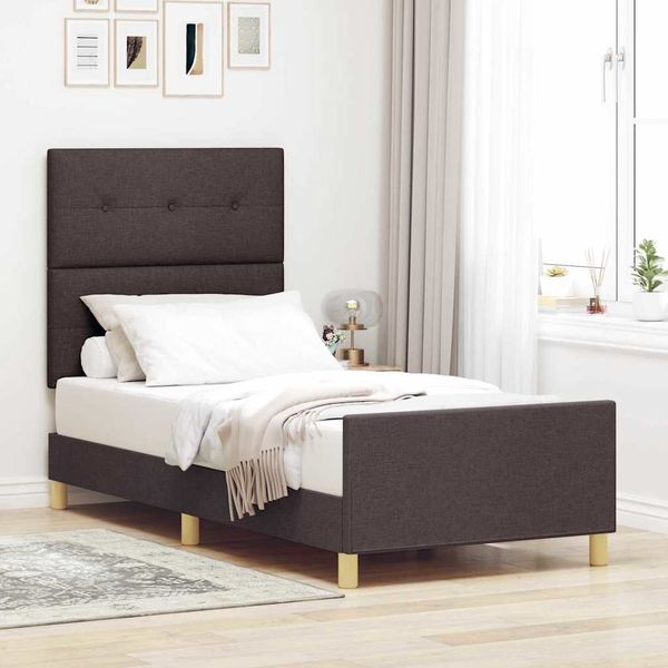 vidaXL Bettgestell mit Kopfteil Dunkelbraun 80 x 200 cm Stoff 3344686