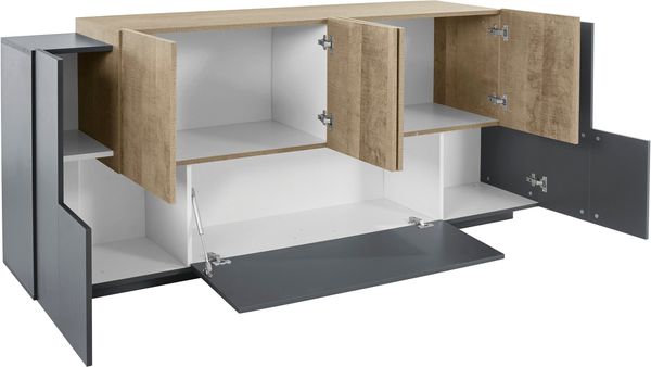 Sideboard >Coro< (BxHxT: 200x86x45 cm) in anthrazit matt/Oak - 200x86x45 (BxHxT) Bild 3