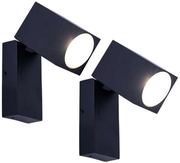 2er Set Wandleuchte, Down Strahler, Alu schwarz, beweglich, H 10 cm