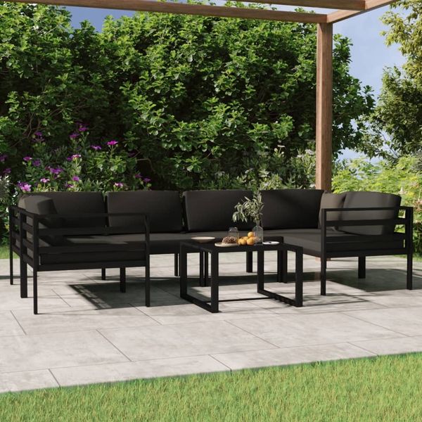 vidaXL 7-tlg. Garten-Lounge-Set mit Kissen Aluminium Anthrazit 3107810