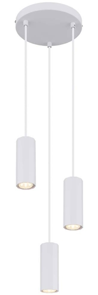 Hängeleuchte, weiß matt, 3 flammig, H 120 cm