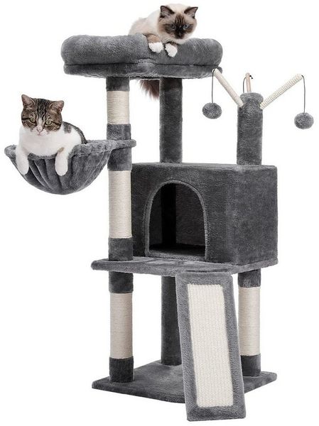Purpurra Kratzbaum Mehrstöckiger Katzenturm für Wohnungskatzen, 105cm Höhe